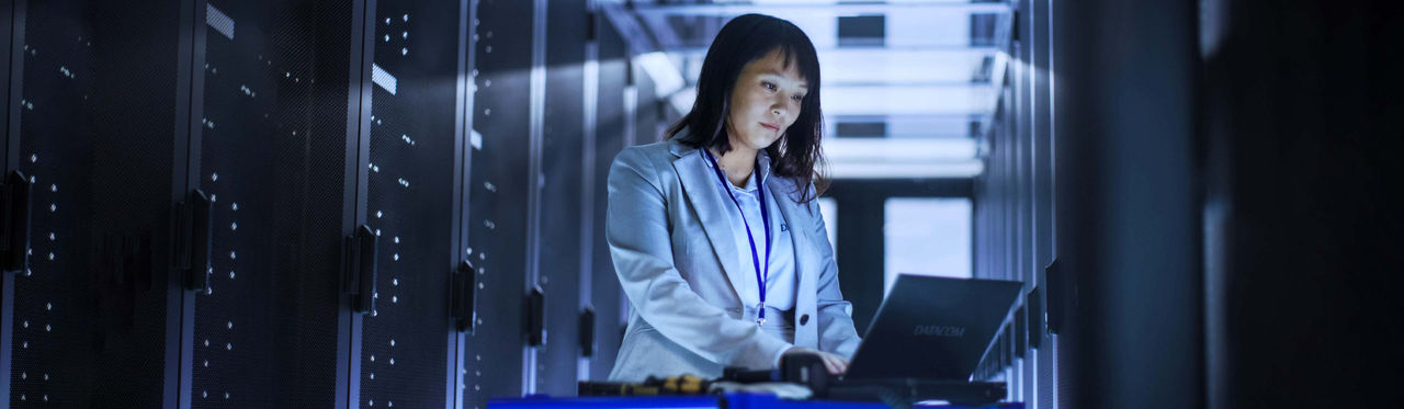 Woman in a data centre