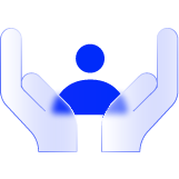 Hands holding a person icon